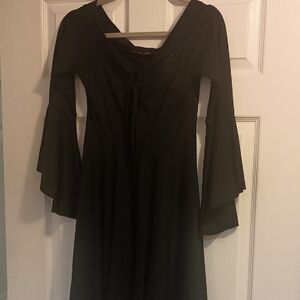 EARTHBOUND Black Off-the-Shoulder Bell Sleeve Dress